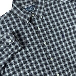 Polo‎ Ralph Lauren Button Down Shirt Men's L Blue Green Plaid Classic Fit